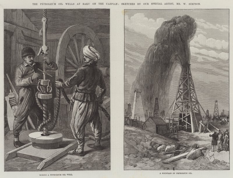 Die Erdölquellen von Baku am Kaspischen Meer von William Crimea Simpson