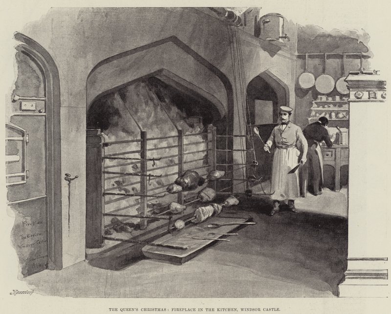 Weihnachten der Königin, Kamin in der Küche, Windsor Castle von William Crimea Simpson