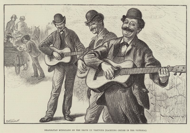 Neapolitanische Musiker auf der Fahrt zum Vesuv (Yachtkreuzfahrt in der Victoria) von William Douglas Almond