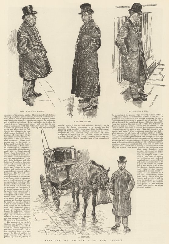 Skizzen von Londoner Taxis und Taxifahrern von William Douglas Almond