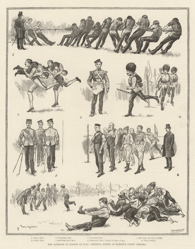 Die Garnison von London beim Spielen, Athletische Sportarten auf Burtons Court, Chelsea von William Douglas Almond