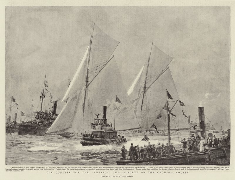 Der Wettkampf um den America Cup, eine Szene auf der überfüllten Strecke von William Lionel Wyllie