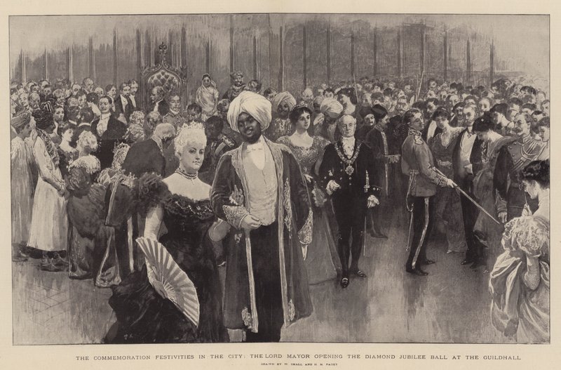 Die Gedenkfeierlichkeiten in der Stadt, der Lord Mayor eröffnet den Diamantjubiläumsball in der Guildhall von William Small