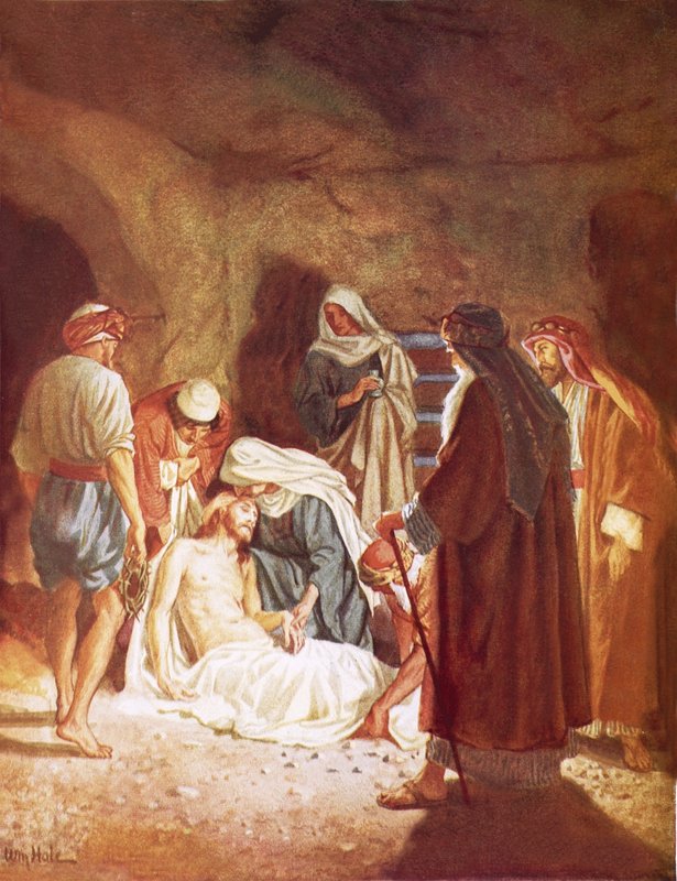 Joseph von Arimathäa legt den Körper von Jesus in sein eigenes Grab von William Brassey Hole