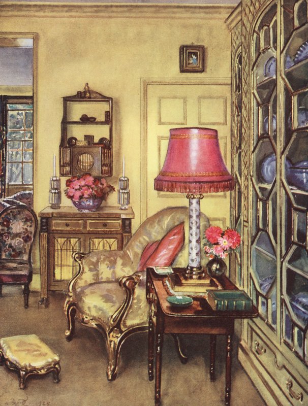 Inneneinrichtung: Ein kleines gelbes Wohnzimmer von William Bruce Ellis Ranken