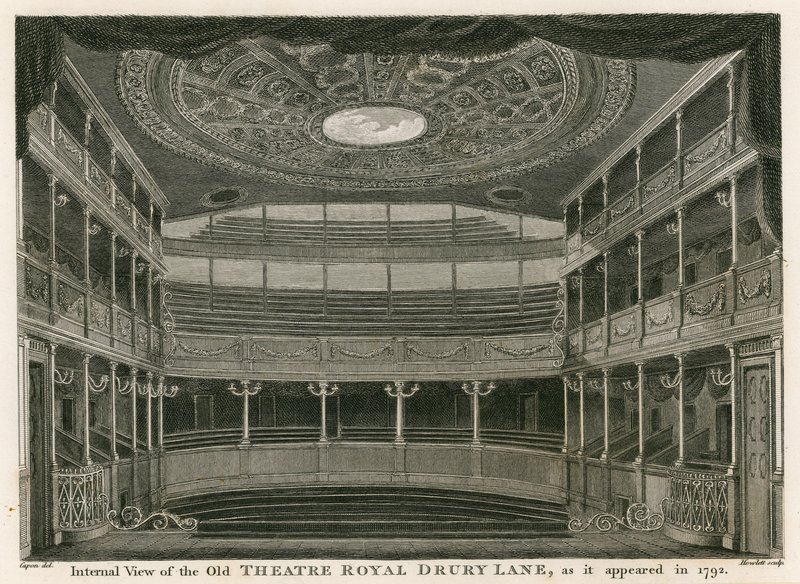Innenansicht des alten Theatre Royal, Drury Lane, London, wie es 1792 erschien von William Capon