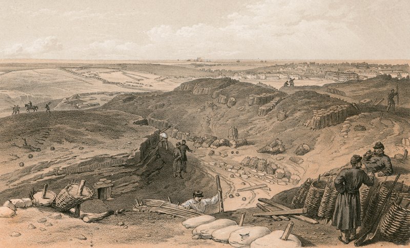 Graben des Malakoff, Batterie Gervais und Rückseite des Redan von William Crimea Simpson