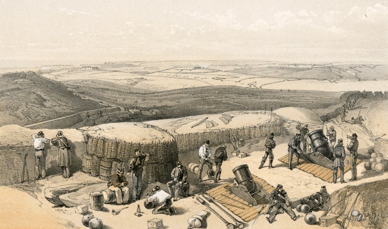 Die neuen Werke bei der Belagerung von Sewastopol beim rechten Angriff, von der Mörserbatterie rechts von Gordons Batterie von William Crimea Simpson