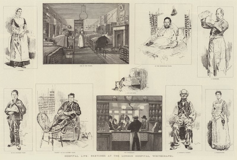 Krankenhausleben, Skizzen im London Hospital, Whitechapel von William Douglas Almond