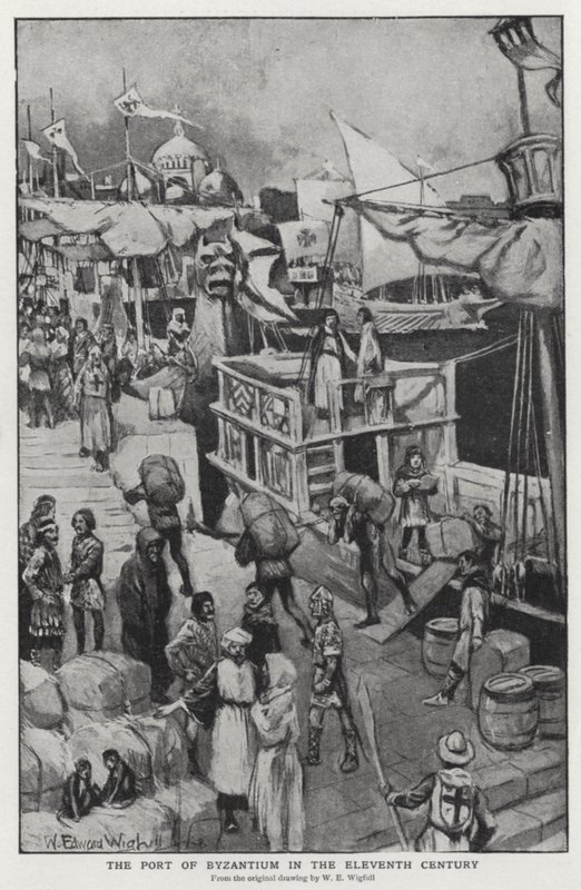 Der Hafen von Byzanz im elften Jahrhundert von William Edward (after) Wigfull