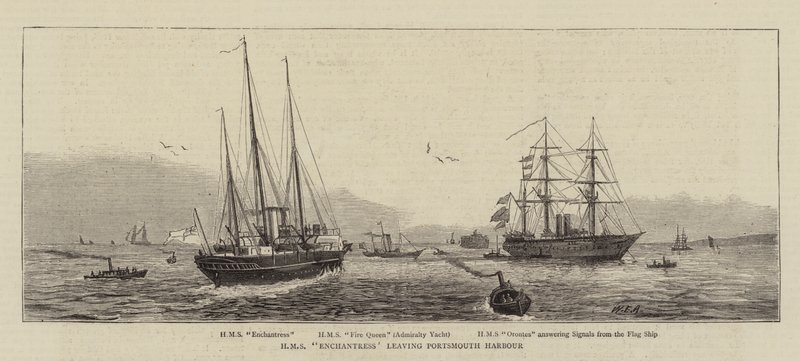 HMS Enchantress verlässt den Hafen von Portsmouth von William Edward Atkins