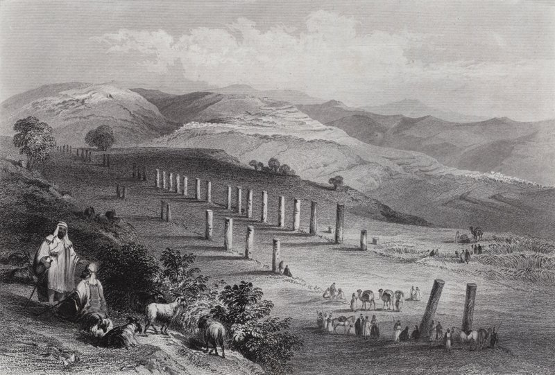 Sebaste, die antike Stadt Samaria (Gravur) von William H. Bartlett