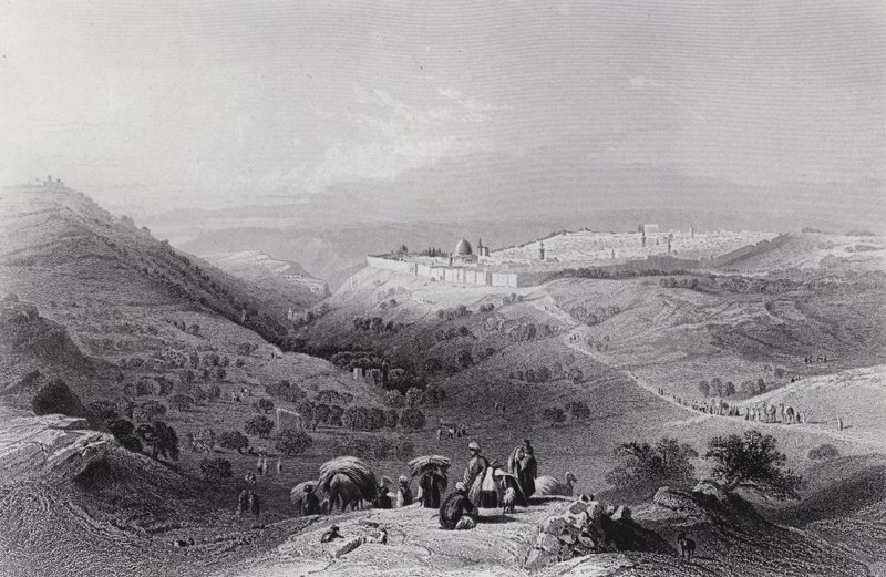 Der Ölberg und Jerusalem, vom Nordosten von William H. Bartlett