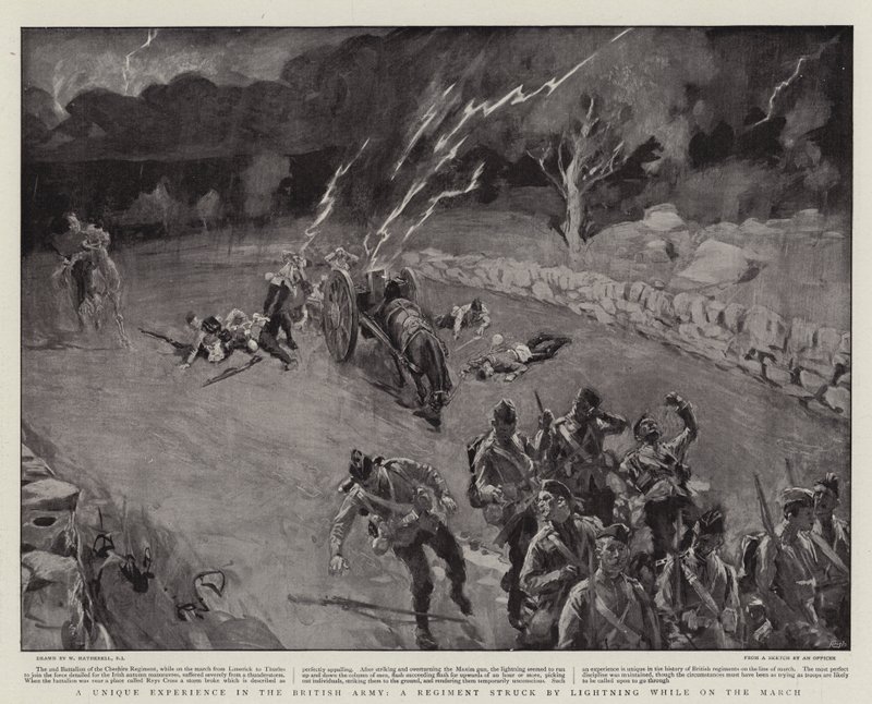 Ein einzigartiges Erlebnis in der britischen Armee, ein Regiment vom Blitz getroffen während des Marsches von William Hatherell