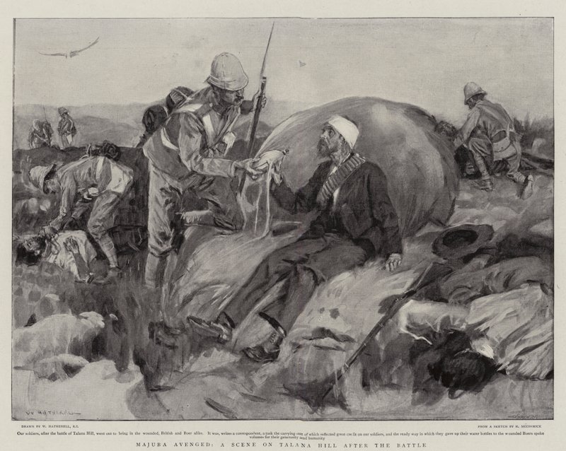 Majuba gerächt, eine Szene auf dem Talana-Hügel nach der Schlacht von William Hatherell