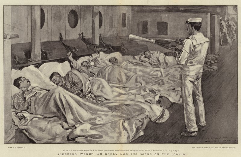 Schläfer, wacht auf!, eine Morgenszene auf der Ophir von William Hatherell