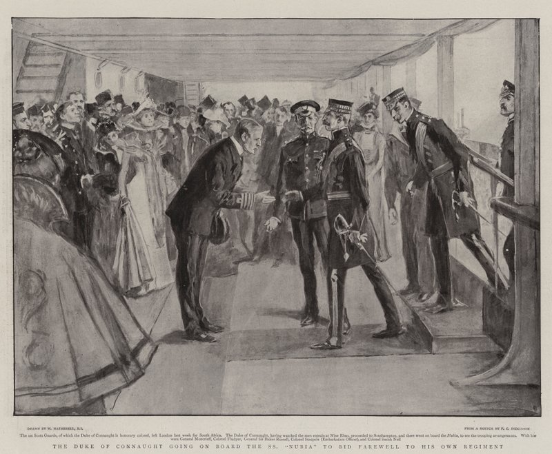 Der Herzog von Connaught geht an Bord der SS Nubia, um sich von seinem Regiment zu verabschieden von William Hatherell