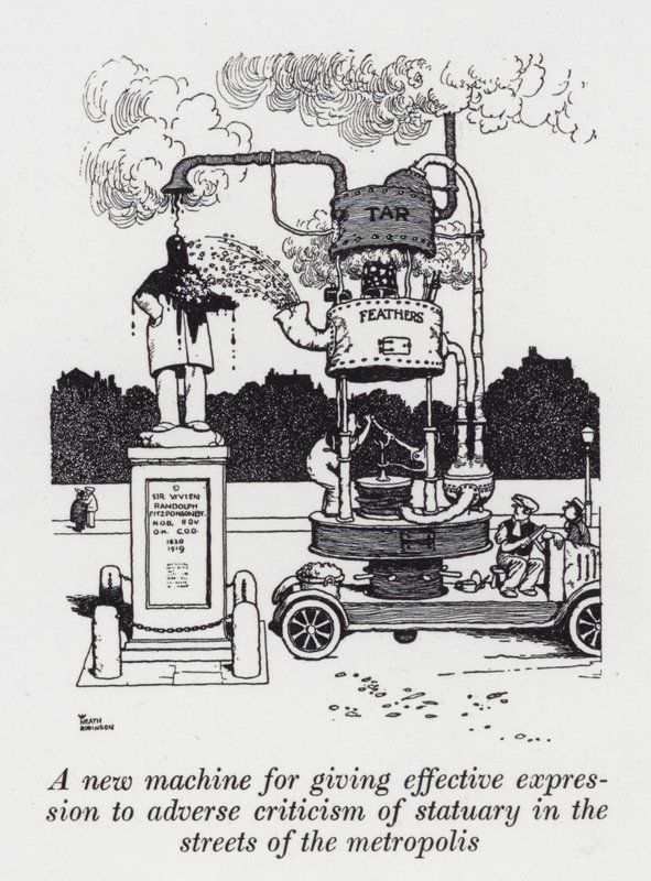 Eine neue Maschine zur effektiven Ausdrucksweise von Kritik an Statuen in den Straßen der Metropole von William Heath Robinson