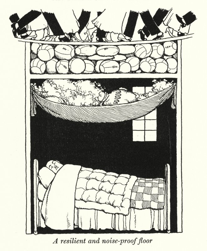 Ein elastischer und schalldichter Boden von William Heath Robinson