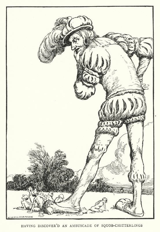 Nachdem er einen Hinterhalt von Squob-Chitterlings entdeckt hatte von William Heath Robinson