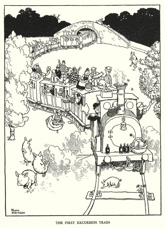 Illustration für Railway Ribaldry von W Heath Robinson von William Heath Robinson