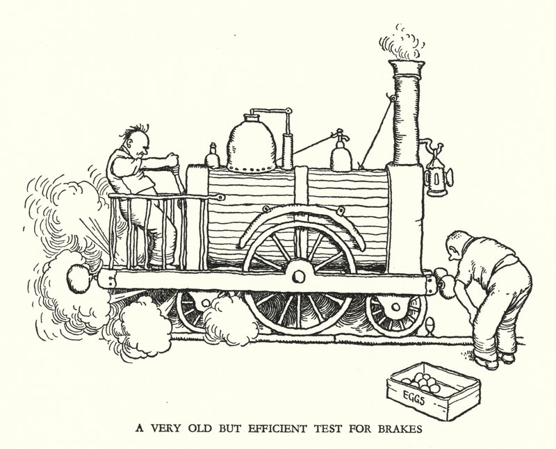 Illustration für Railway Ribaldry von W Heath Robinson (Lithografie) von William Heath Robinson