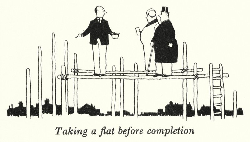 Eine Wohnung vor der Fertigstellung nehmen von William Heath Robinson