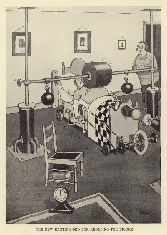 Das neue Banting-Bett zur Figurreduzierung von William Heath Robinson