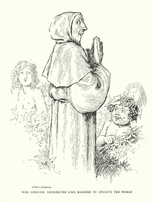 Die sich wie Maskierte verkleiden, um die Welt zu täuschen von William Heath Robinson
