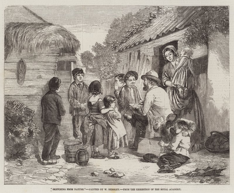 Skizzieren aus der Natur, von der Ausstellung der Royal Academy von William Hemsley