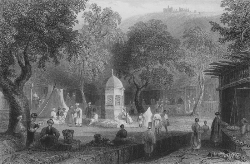 Marktszene und Brunnen, Antiochia von William Henry Bartlett
