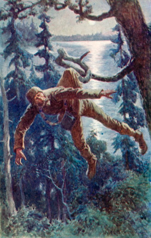 Ein Ast verfing sich im Rock seines Hemdes und er hing in der Luft von William Henry Charles Groome