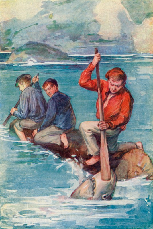 Jack stieß sofort das Paddel in die hässlichen Kiefer des Monsters und schob es ihm in den Rachen von William Henry Charles Groome