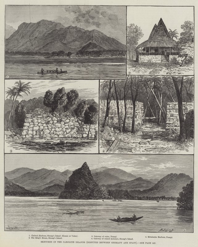 Skizzen auf den Karolineninseln, umstritten zwischen Deutschland und Spanien von William Henry James Boot