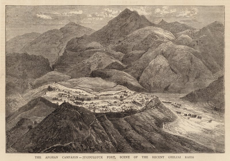 Der afghanische Feldzug, Jugdulluck Fort, Schauplatz der jüngsten Ghilzai-Überfälle von William Henry James Boot