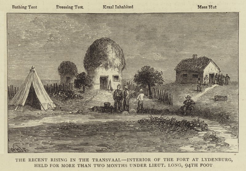Der jüngste Aufstand im Transvaal, Innenansicht des Forts in Lydenburg, das mehr als zwei Monate unter Leutnant Long, 94. Fuß, gehalten wurde von William Henry James Boot