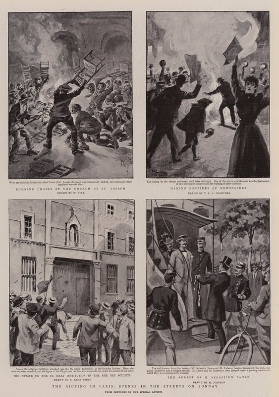 Die Unruhen in Paris, Szenen auf den Straßen am Sonntag von William Henry Pike