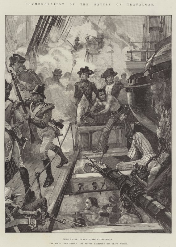 Gedenken an die Schlacht von Trafalgar, HMS Victory am 21. Oktober 1805, bei Trafalgar von William Heysham Overend