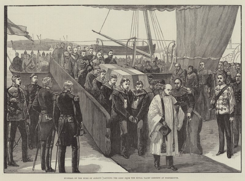 Begräbnis des Herzogs von Albany, Landung des Leichnams von der königlichen Yacht Osborne in Portsmouth von William Heysham Overend