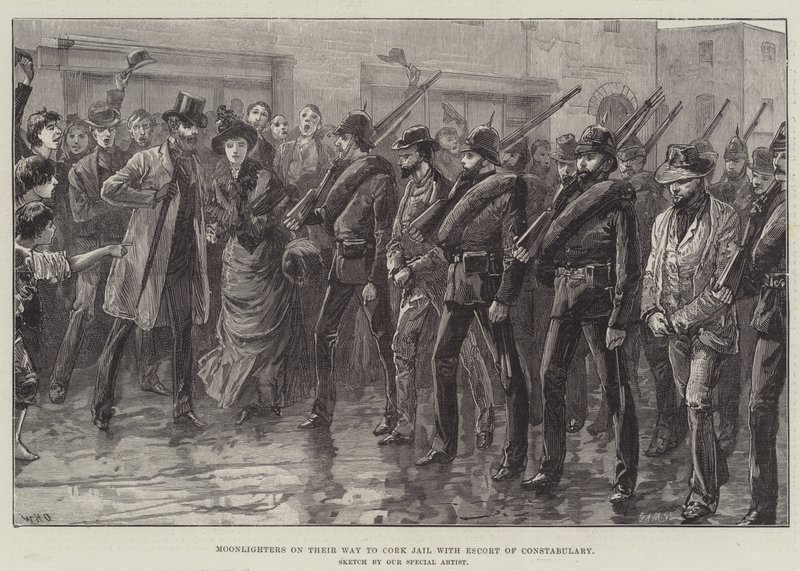 Moonlighters auf dem Weg zum Gefängnis von Cork mit Polizeieskorte von William Heysham Overend