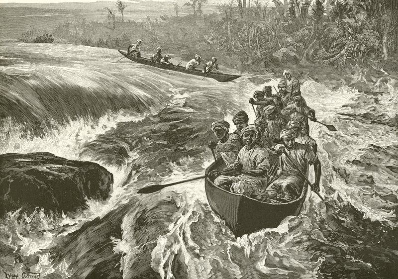 Stanley durchquert die Stromschnellen des Kongo von William Heysham Overend