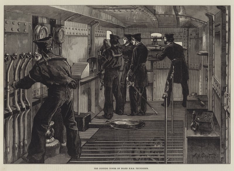 Der Kommandoturm an Bord der HMS Thunderer von William Heysham Overend