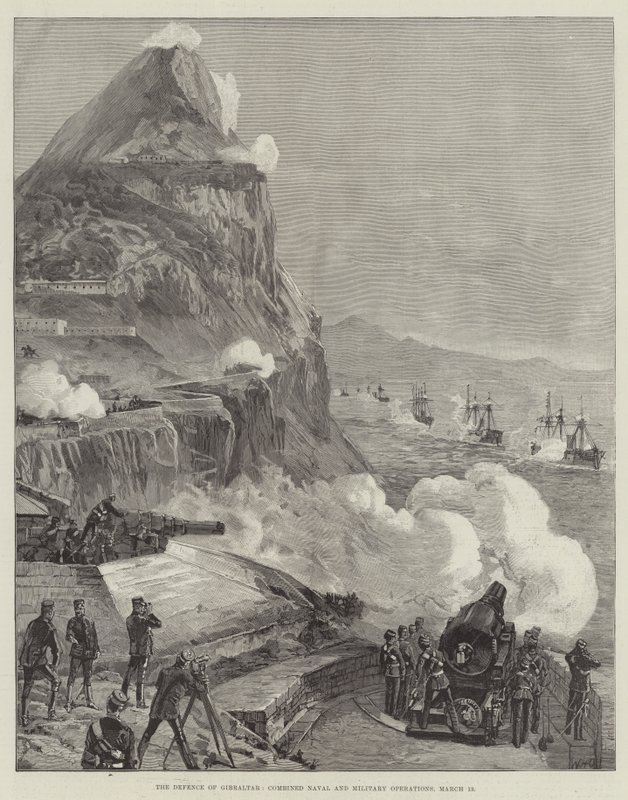 Die Verteidigung von Gibraltar, kombinierte Marine- und Militäroperationen, 13. März von William Heysham Overend
