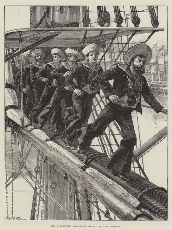 Die Marineüberprüfung, Besatzung der Masten, Die Königin kommt! von William Heysham Overend