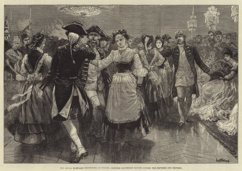 Die königlichen Hochzeitsfeierlichkeiten in Berlin, Kostüm-Quadrille vor dem Kaiser und der Kaiserin getanzt von William Heysham Overend