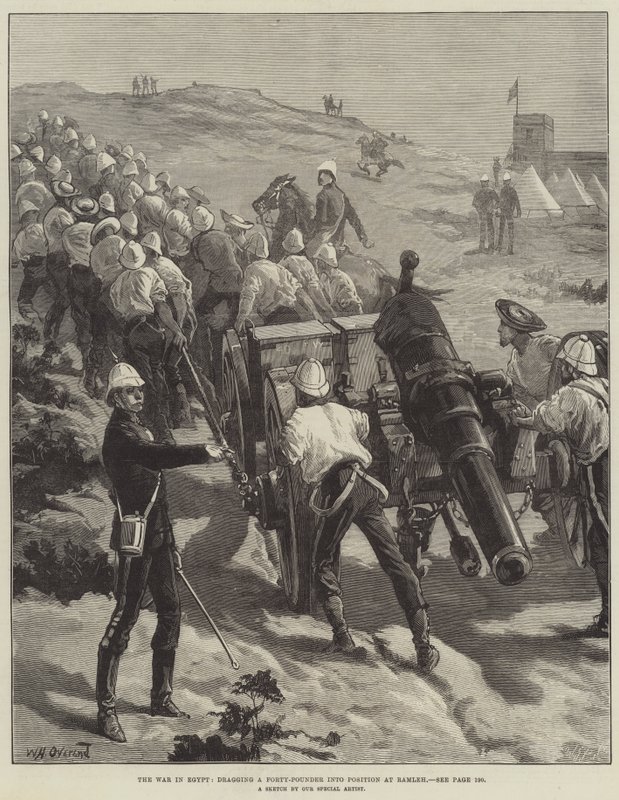 Der Krieg in Ägypten, Ziehen eines Vierzig-Pfünders in Position bei Ramleh von William Heysham Overend