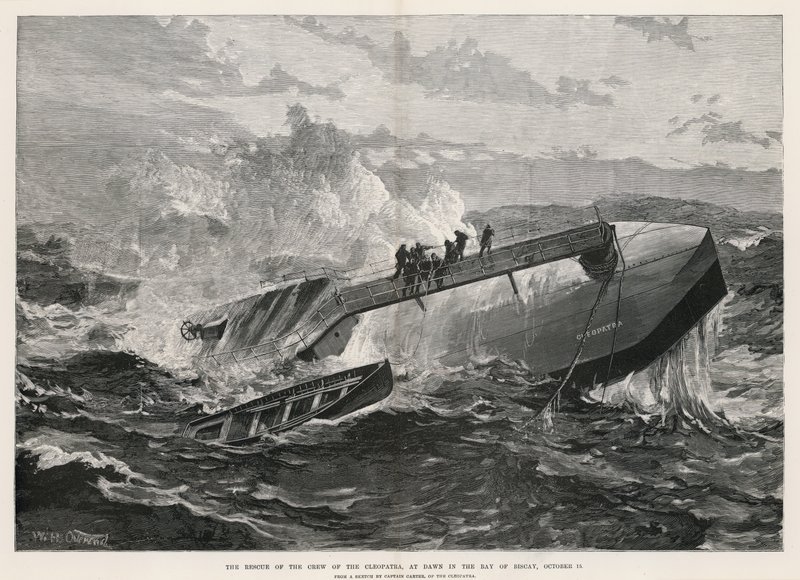 Die Rettung der Besatzung der Cleopatra bei Morgengrauen in der Biskaya von William Heysham Overend