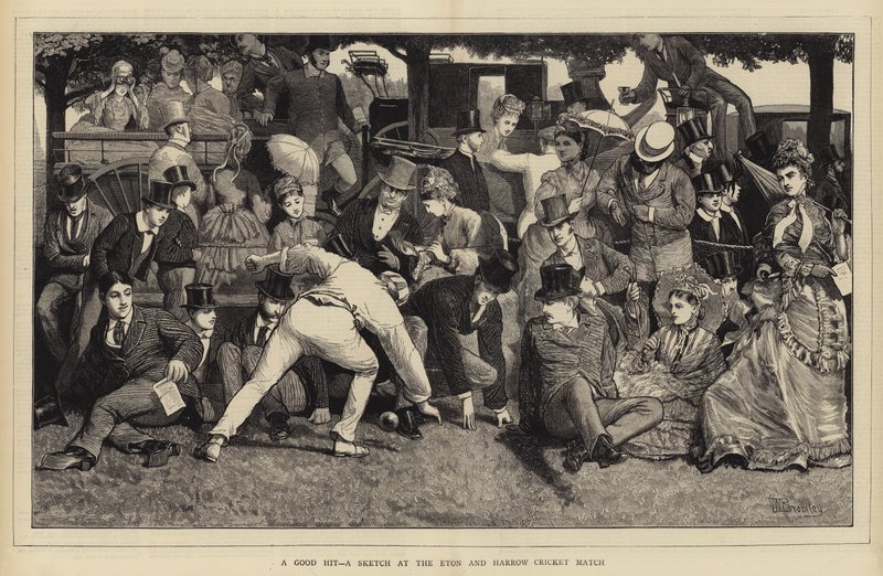 Ein guter Schlag, eine Skizze beim Eton und Harrow Cricket Match von William III Bromley