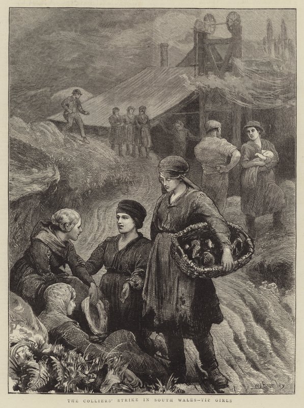 Der Streik der Bergleute in Südwales, Tip Girls von William III Bromley