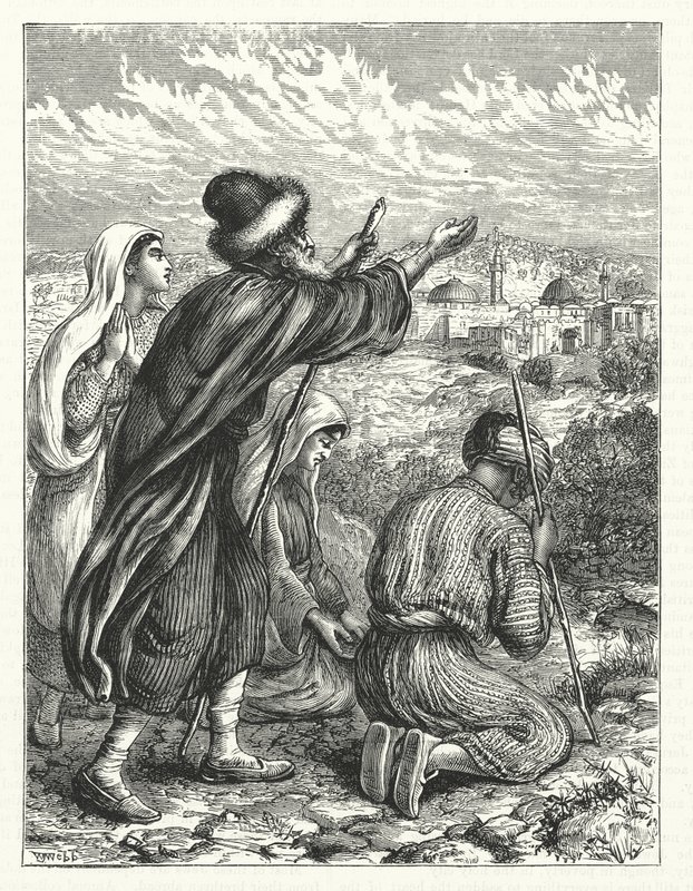 Jüdische Pilger in Sichtweite von Jerusalem (Gravur) von William James Webbe